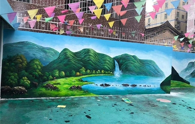 幼儿园墙绘|高山湖泊