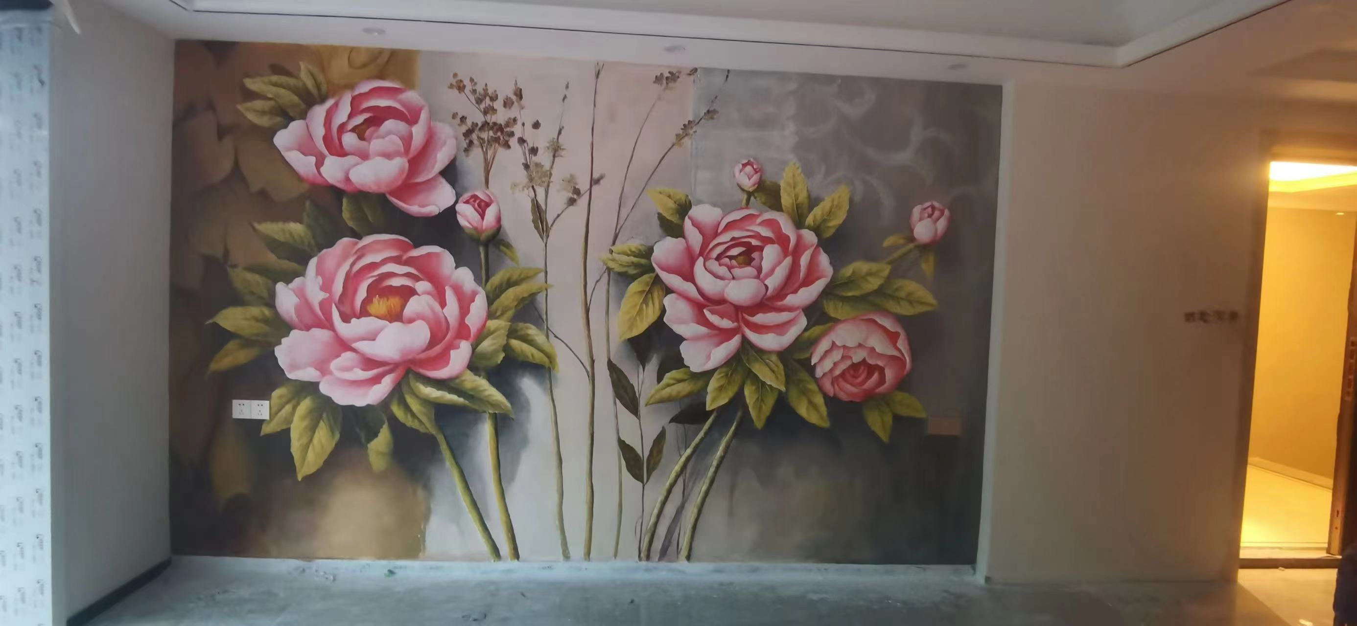 浮雕牡丹 - 天祈墙绘